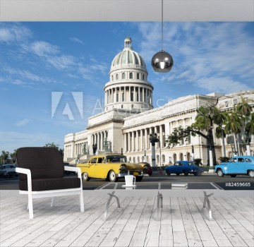 Picture of Havana Cuba Capitolio Building with Cars